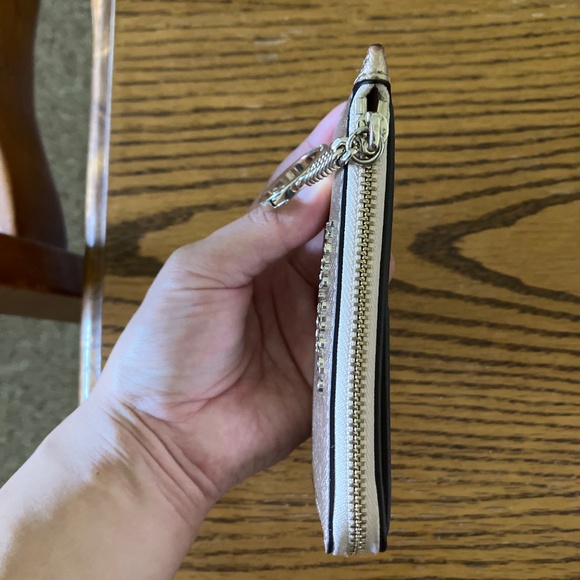 Kate Spade rose gold Saffiano leather wallet card holder with key ring - Picture 4 of 5